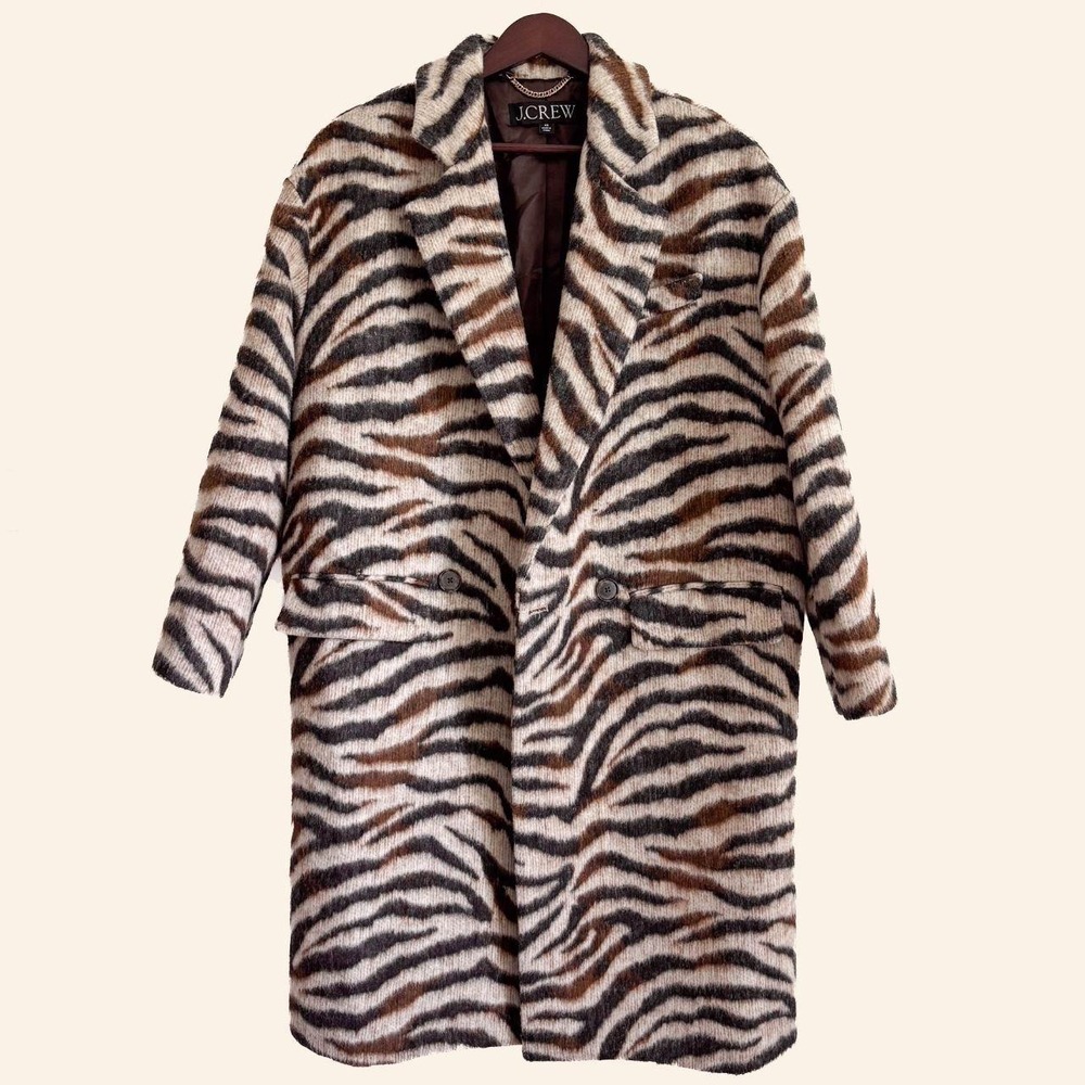 J.Crew Zebra Print Wool Blend Coat